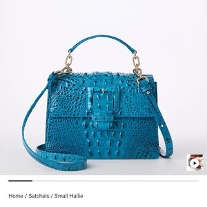 Blue Crocodile-Embossed Satchel
